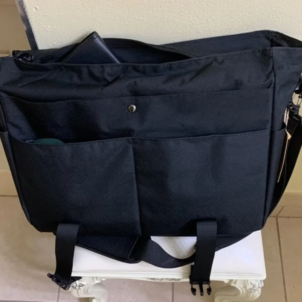 Men's Black Polyester Water Resistant Crossbody Shoulder Bag